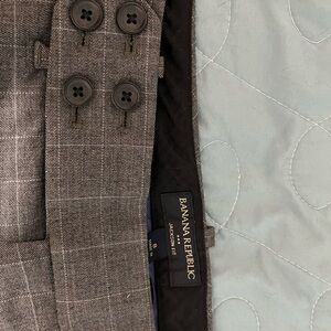 Banana Republic Gray Windowpane Joggers with Button Detail